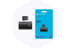 Leitor USB 2x1 Multilaser+Cartão Micro SD 8GB Classe 4 MC161