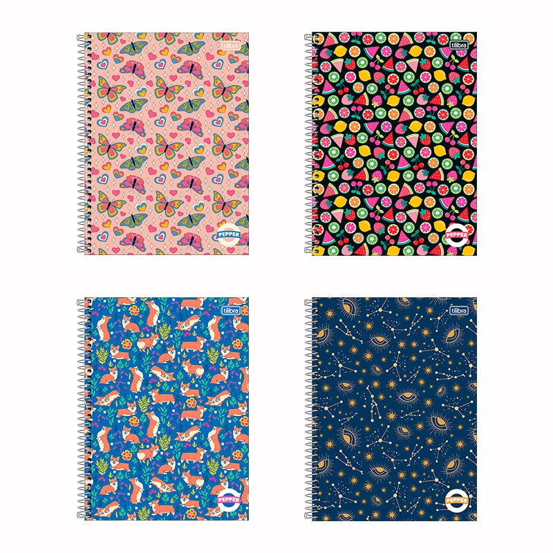 Caderno Espiral 80Fls Pepper C. Dura Sortido - Tilibra
