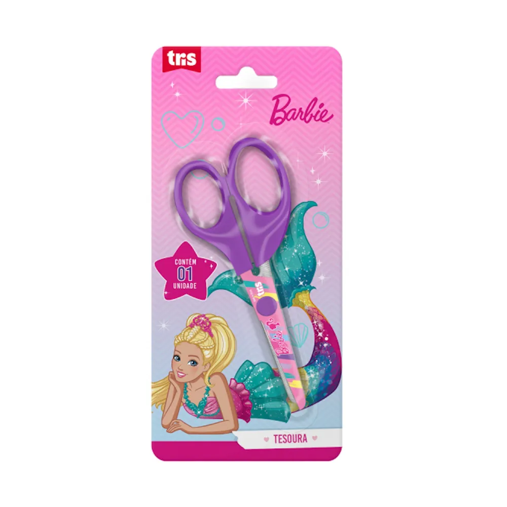 Tesoura Escolar Barbie Sereia 13cm - Summit