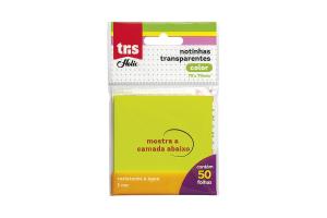 Bloco Adesivo Transparente Lembrete Holic Pop Poly 75Mmx75Mm 50 Folhas - Tris