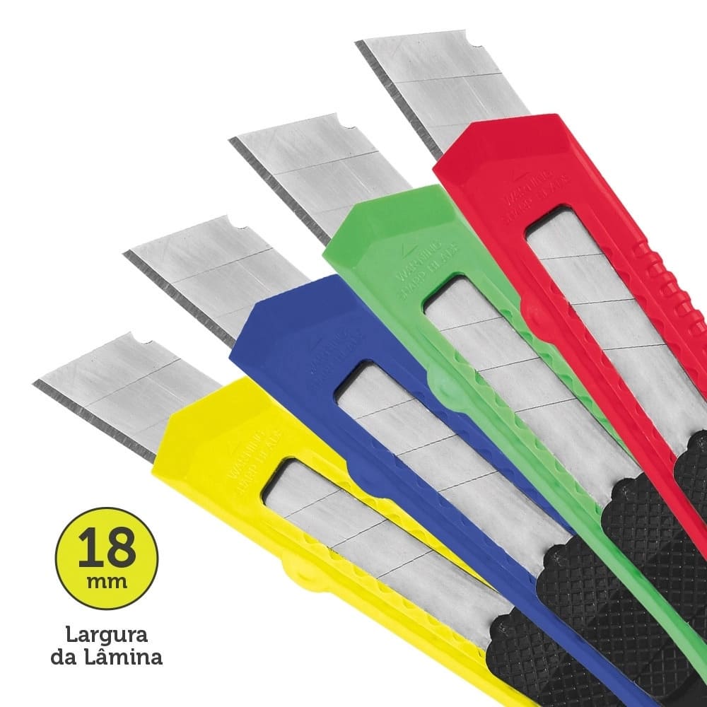 Estilete Largo 18mm 12 Unidades Sortido - Keep