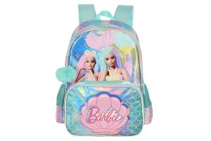 Mochila de Costas Barbie Sereia com chaveiro pompom und - Maxlog