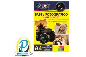 Papel Fotográfico High Glossy 180G – A4 com 50 Folhas