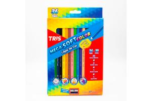 Lápis De Cor Mega Soft Color - 36 Cores + Apontador - Tris