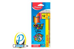 Lápis de Cor Maped Color Peps Star 12 Cores + 1 grafite + Apontador