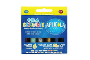 Cola Brilhante Gliter c/6 Frascos 25g Aplicola